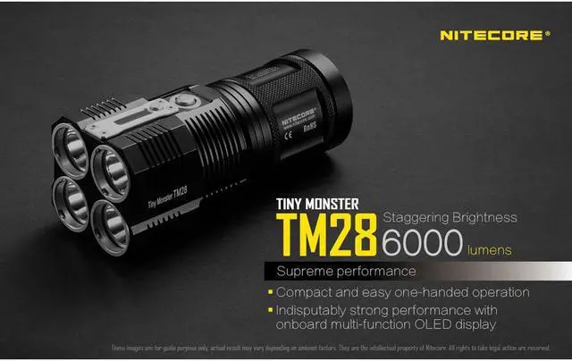 Alt view image 2 of 6 - Nitecore TM28 Tiny Monster 6000 Lumen QuadRay Flashlight