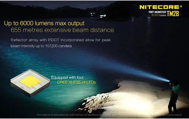 Alt view image 3 of 6 - Nitecore TM28 Tiny Monster 6000 Lumen QuadRay Flashlight