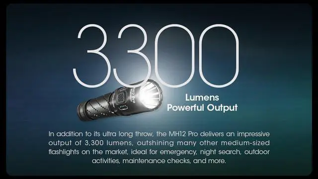 Alt view image 2 of 6 - Nitecore MH12 Pro 3300 Lumen USB-C Rechargeable Flashlight
