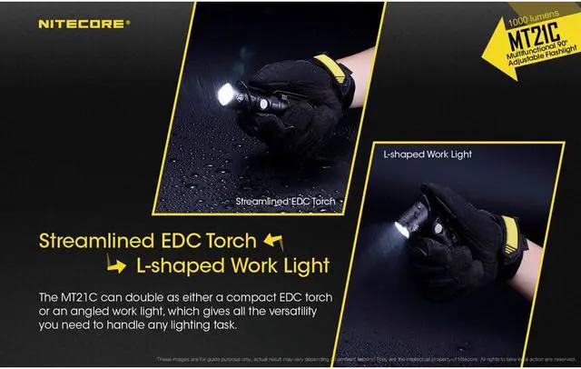 Alt view image 9 of 12 - Nitecore Mt21C 1000 Lumen Multifunctional 90 Degree Adjustable Flashlight