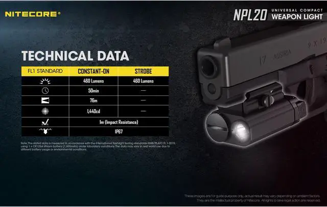 Alt view image 6 of 6 - Nitecore NPL20 Compact Rail Mount FlashLight