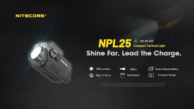 Alt view image 3 of 6 - Nitecore NPL25 900 Lumen Rechargeable Compact Rail Mount Flashlight