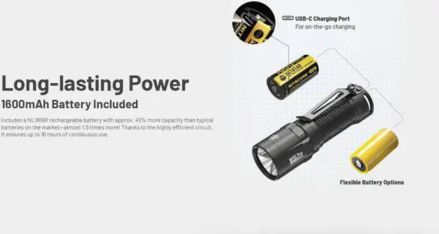 Alt view image 5 of 6 - MT1C Pro 1000 Lumen Rechargeable EDC Flashlight