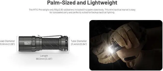 Alt view image 4 of 6 - MT1C Pro 1000 Lumen Rechargeable EDC Flashlight