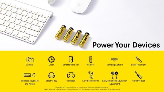 Alt view image 5 of 6 - Nitecore NH2400 2400mAh USB-C Rechargeable AA Battery 4-Pack