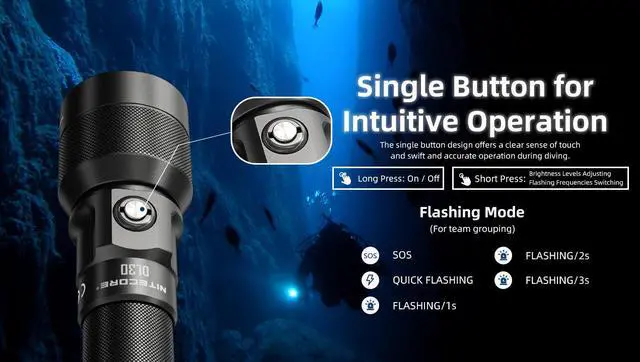 Alt view image 4 of 6 - Nitecore DL30 1100 Lumen Rechargeable Dive Light
