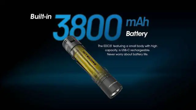 Alt view image 2 of 6 - Nitecore EDC31 3500 Lumen USB-C Rechargeable EDC Flashlight