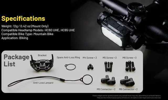 Alt view image 4 of 4 - Nitecore BM06 Headlamp Bike Mount for HC60 UHE and HC65 UHE