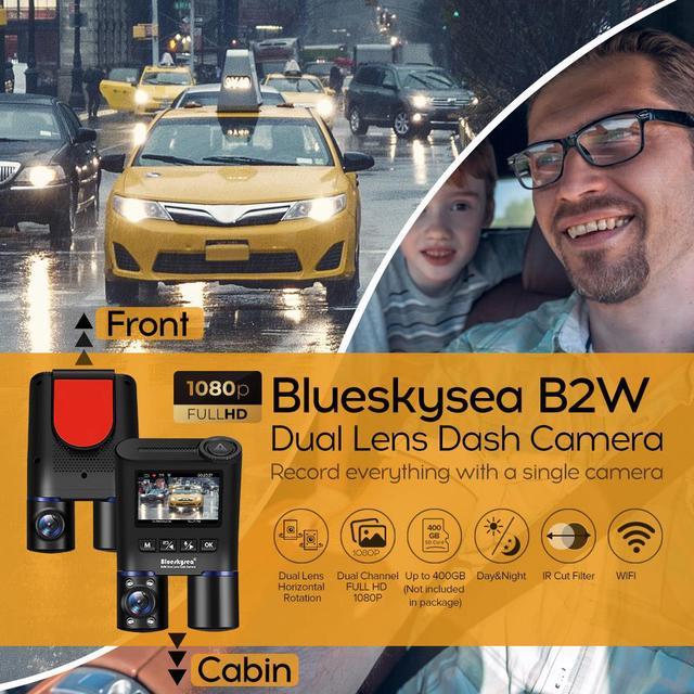 Blueskysea B2W 1080P Dual Dash Cam Front and Inside Dashcam HD Double  Rotatable Lens Driving Recorder