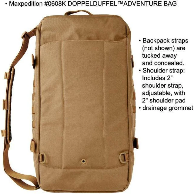 Alt view image 7 of 17 - Maxpedition Doppelduffel Adventure Bag Black