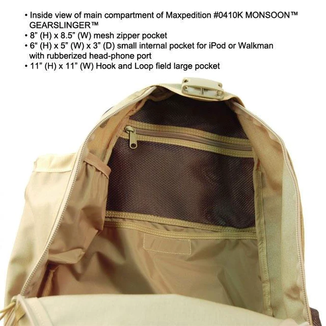 Alt view image 2 of 13 - Maxpedition 0410G Monsoon Gearslinger Bag 14"x6"x20" - Olive Drab Nylon