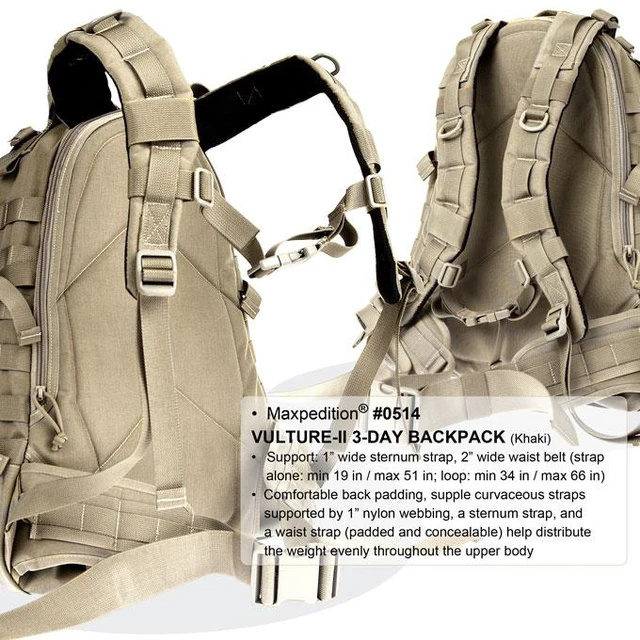 Alt view image 4 of 8 - Maxpedition 0514F Vulture II Backpack 15"x9.5"x20" - Foliage Green Nylon