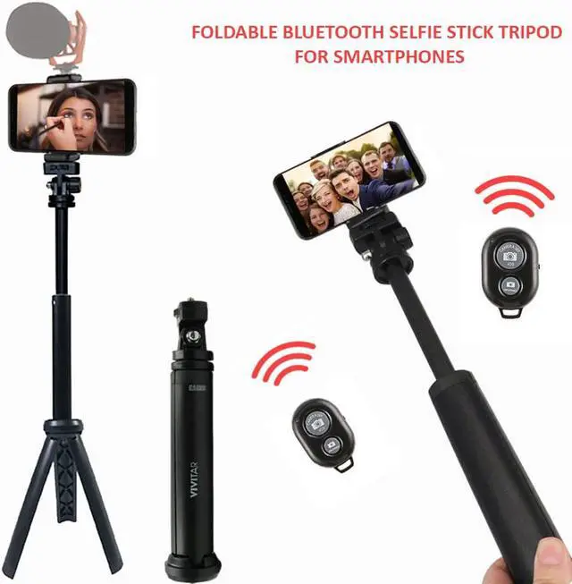 Alt view image 3 of 5 - Vivitar 13 Inch Foldable Pocket Tripod with Wireless Remote and Smart Phone Bracket