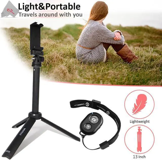 Alt view image 2 of 5 - Vivitar 13 Inch Foldable Pocket Tripod with Wireless Remote and Smart Phone Bracket
