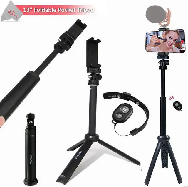 Main image of Vivitar 13 Inch Foldable Pocket Tripod with Wireless Remote and Smart Phone Bracket