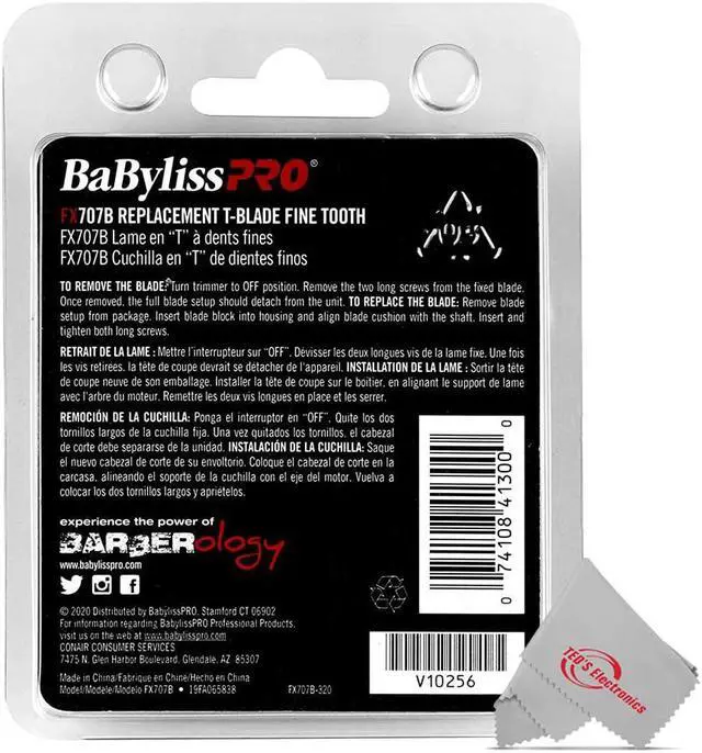 Alt view image 4 of 4 - BaByliss PRO FX707B Graphite Fine Tooth Replacement T Blade Fits All FX787 Models