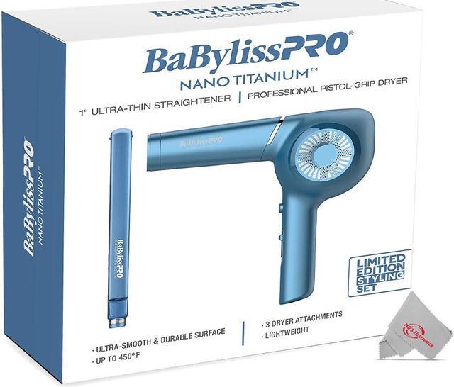 Alt view image 5 of 5 - BaByliss PRO Nano Titanium 1" Ultra-Thin Straightener & Professional Pistol-Grip Hair Dryer (Blue)