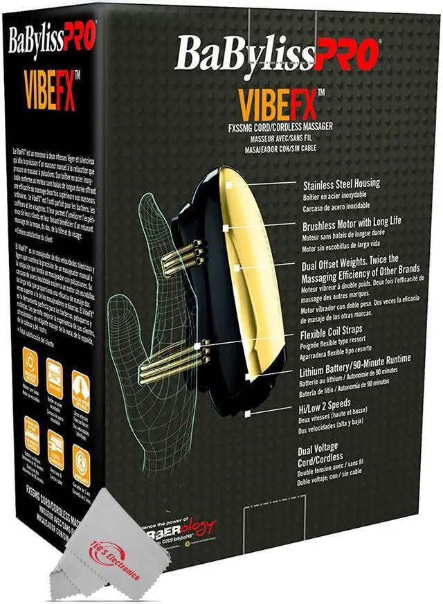 Alt view image 5 of 9 - BabyLiss Pro Vibe FX Cord / Cordless Massager FXSSMG Gold