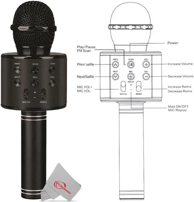 Alt view image 3 of 8 - Vivitar Wireless Bluetooth Karaoke Microphone USB Powered High Quality Sound for Wireless Speaker, Voice Recorder and Loudspeaker