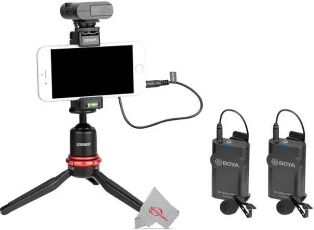 Alt view image 6 of 7 - Boya BY-WM4 PRO-K2 Two-Person Digital Camera-Mount Wireless Omni Lavalier Microphone System (2.4 GHz)
