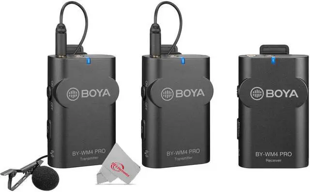 Alt view image 2 of 7 - Boya BY-WM4 PRO-K2 Two-Person Digital Camera-Mount Wireless Omni Lavalier Microphone System (2.4 GHz)