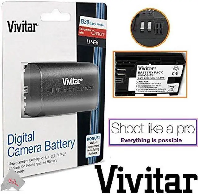 Alt view image 2 of 3 - Four Packs Vivitar VIV-CB-E6 Replacement Battery for Canon LP-E6 Battery