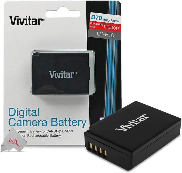 Main image of Vivitar LP E10 Rechargeable Replacement Battery for Canon EOS Rebel T7 T6 T5 T100 4000D 3000D 2000D 1300D 1200D