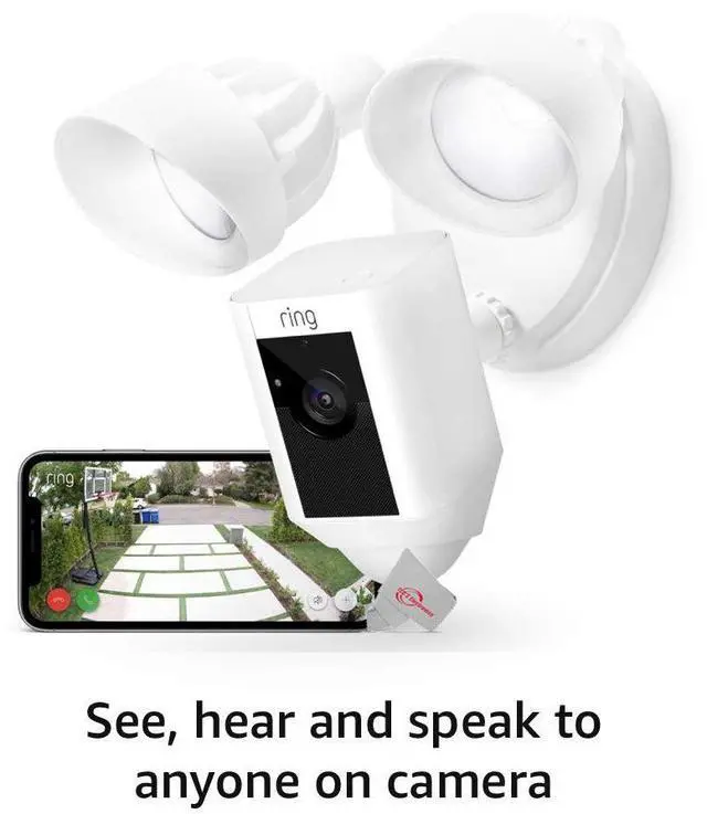 Alt view image 3 of 20 - Ring Floodlight Cam Wired Plus with Motion-Activated 1080p HD Video - White  B08F6GPQQ7