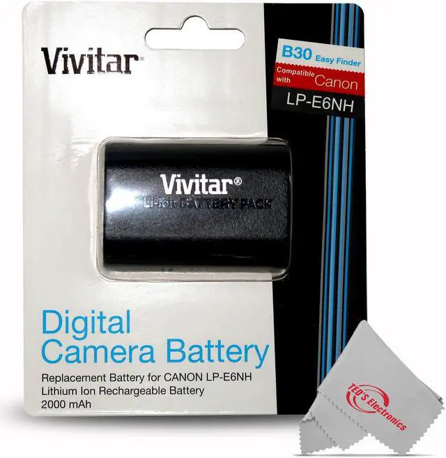 Alt view image 2 of 2 - 2x Vivitar CBE6NH Canon LP-E6NH Replacement Battery for EOS 90D 80D R R6 R6 5D Mark IV 6D 7D 70D 60D 60Da