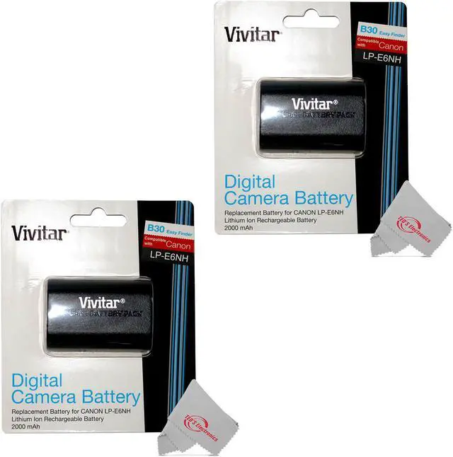 Main image of 2x Vivitar CBE6NH Canon LP-E6NH Replacement Battery for EOS 90D 80D R R6 R6 5D Mark IV 6D 7D 70D 60D 60Da
