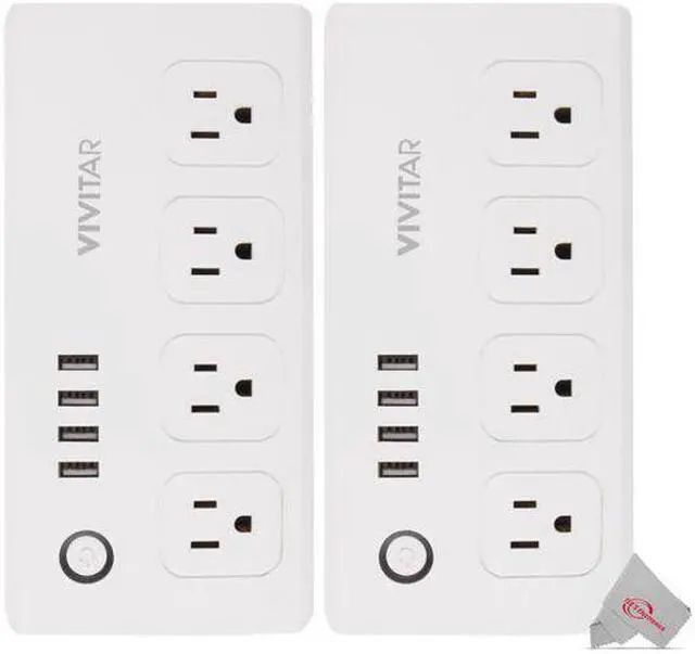 Main image of 2x Vivitar Smart Home Smart Plug Power Strip 4 Wi-Fi Outlets + 4 USB Ports  No Hub Required