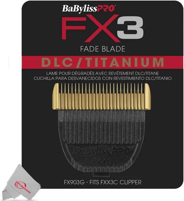 Alt view image 3 of 4 - BaByliss Pro FX3 DLC Titanium Fade Replacement Blade Fits FXX3C Clipper #FX903G - 2 Count