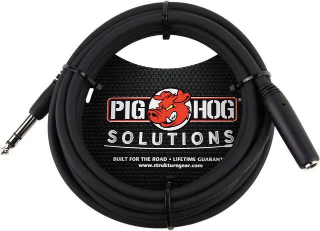 Alt view image 8 of 11 - Pig Hog 10' TRS 1/4" Female to TRS 1/4" Male Headphone Extension Cable #PHX14-10
