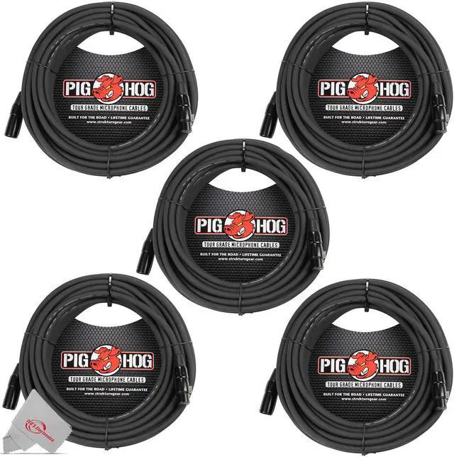 Main image of Pig Hog 8mm XLR Microphone Cable Male to Female 50 Ft Fully Balanced Premium Mic Cable  - 5 Units