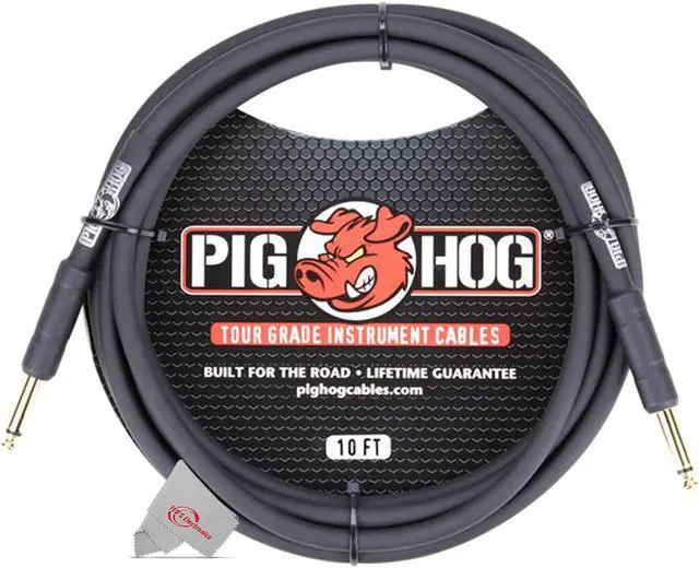 Alt view image 2 of 2 - Pig Hog Tour Grade 10ft Instrument Cable 1/4 Inch to 1/4 Inch Straight Connectors Black - PH10 - 3 Units