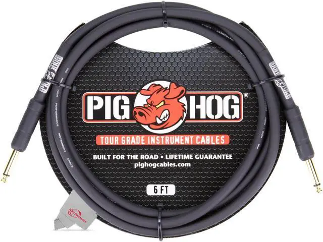 Alt view image 2 of 2 - Pig Hog Tour Grade 6 ft Instrument Cable 1/4 Inch to 1/4 Inch Straight Connectors - PH6R - 3 Units