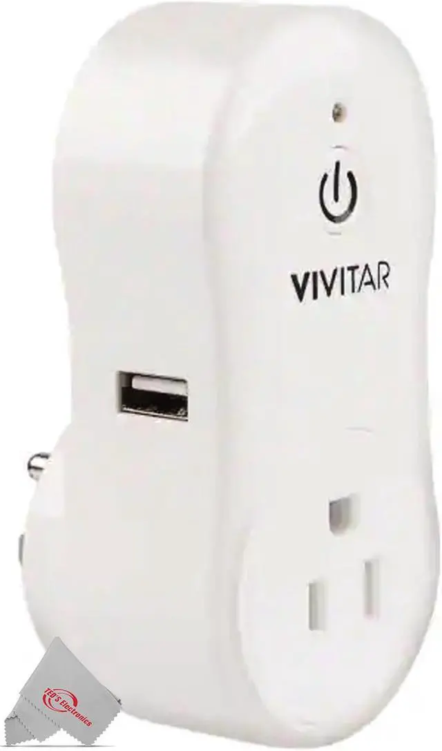 Alt view image 2 of 3 - Vivitar Smart Home Wi-Fi Outlet + USB Port Compatible with Alexa and Google Home - No Hub Required