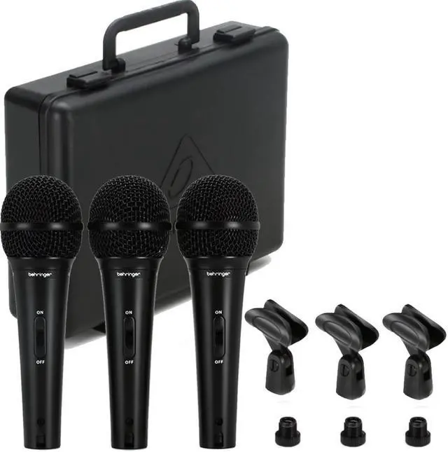 Alt view image 2 of 6 - Behringer XM1800S Dynamic Vocal & Instrument Mic  (3-pack) + 3x 8mm XLR Microphone 10ft Cable
