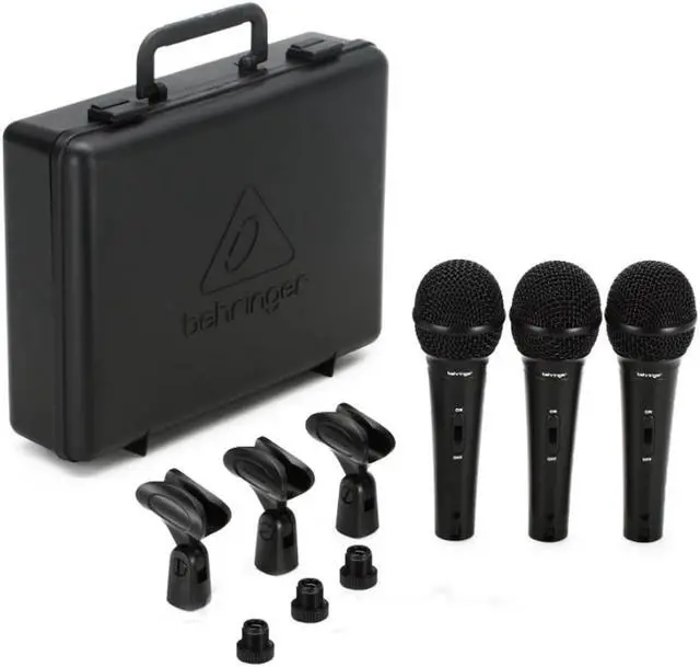 Alt view image 3 of 6 - Behringer XM1800S Dynamic Vocal & Instrument Mic  (3-pack) + 3x 8mm XLR Microphone 10ft Cable