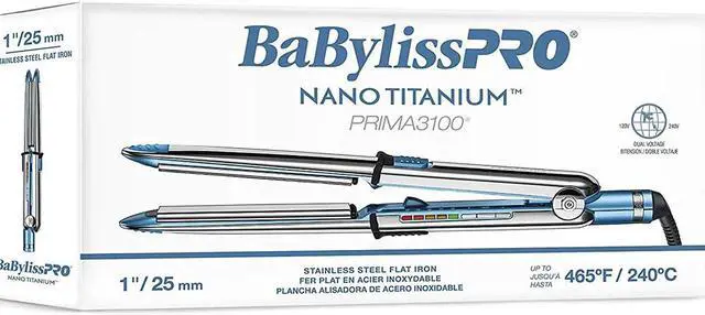 Alt view image 4 of 5 - BaByliss Pro Nano Titanium Prima 3100 Stainless Steel Flat Iron - 1"  BNT3100TUC (Dual Voltage)