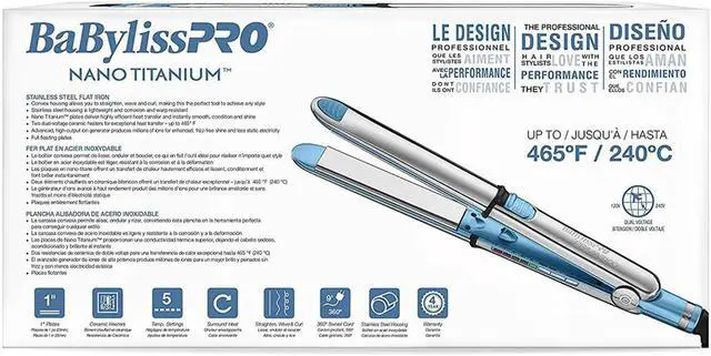 Alt view image 5 of 5 - BaByliss Pro Nano Titanium Prima 3100 Stainless Steel Flat Iron - 1"  BNT3100TUC (Dual Voltage)