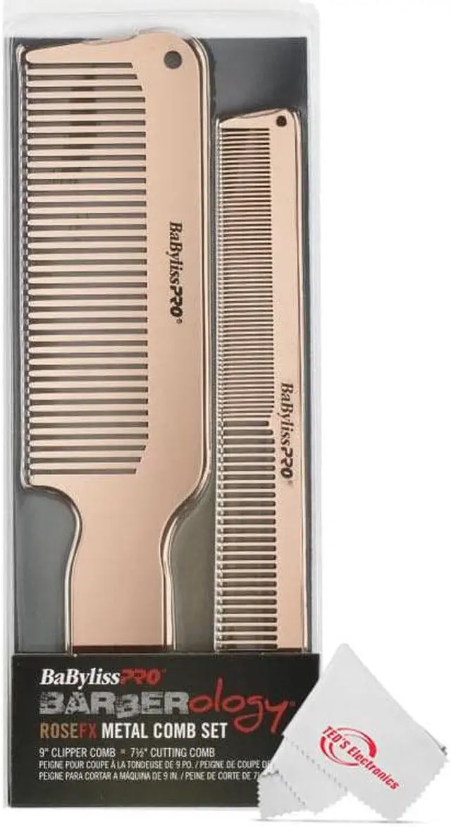 Alt view image 5 of 5 - BaByliss Pro Barberology RoseFX Metal Comb Set 9" Clipper Comb and 7.5" Cutting Comb Rose Gold