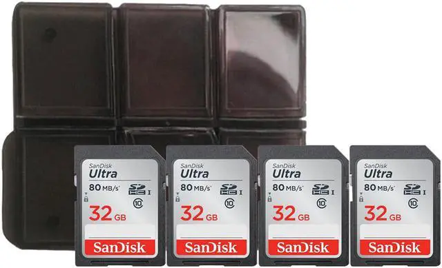 Main image of 4x SanDisk 32GB Ultra SDHC UHS-I Memory Card with Memory Card Holder