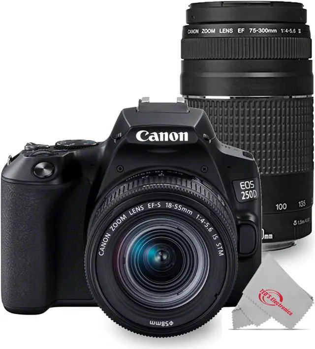 Main image of Canon EOS 250D / Rebel SL3  24MP DSLR Camera with EF-S 18-55mm f/4-5.6 IS STM Lens and EF 75-300mm Lens