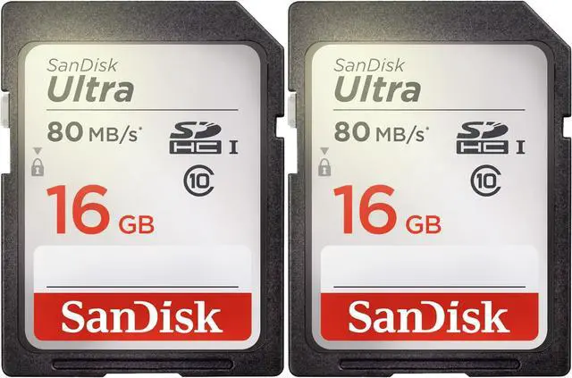 Main image of 2 Packs SanDisk Ultra 16GB Class 10 SDHC UHS-I Memory Card up to 80MB/s  SDSDUNC-016G-GN6IN