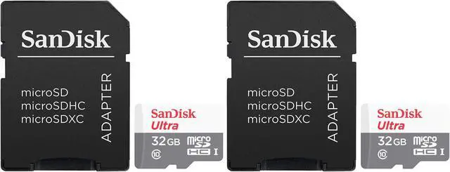 Main image of 2 Packs SanDisk 32GB Ultra UHS-I microSDHC Memory Card with SD Adapter