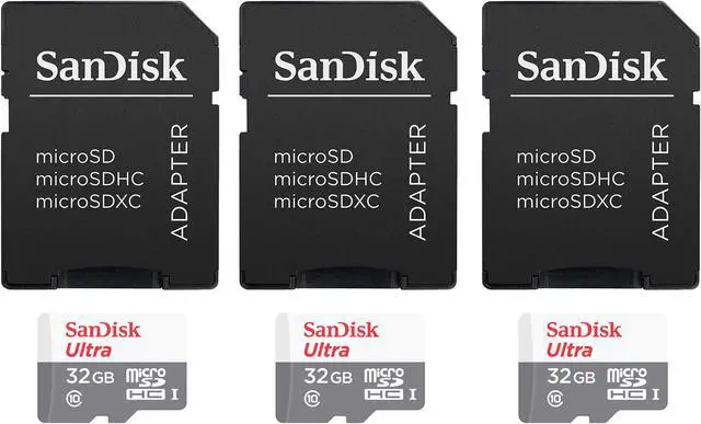 Main image of 3 Packs SanDisk 32GB Ultra UHS-I microSDHC Memory Card with SD Adapter