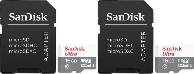 Main image of 2 Packs SanDisk 16GB Ultra UHS-I microSDHC Memory Card with SD Adapter