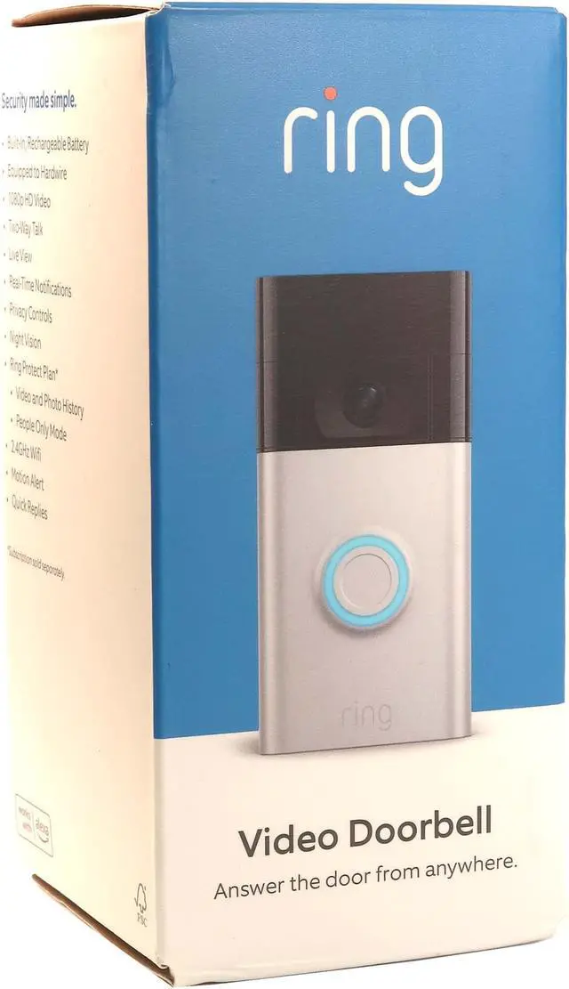 Alt view image 2 of 6 - Ring 1080p Video Doorbell (2020 Release, Satin Nickel)