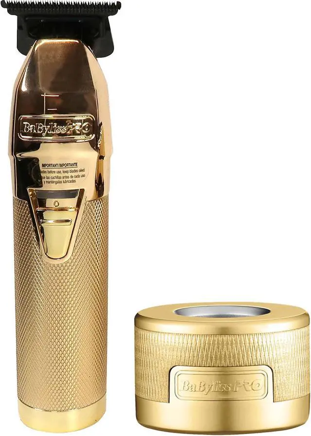 Alt view image 6 of 7 - BaByliss Pro GOLDFX Collection Metal Lithium Outlining Trimmer & Double Foil Shaver #FXHOLPK2GN with Babyliss Pro Gold FX Trimmer Charging Base fits FX787 Trimmers